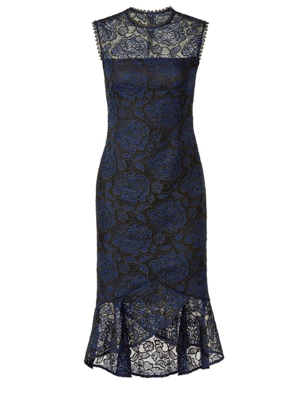 Shoshanna Navy and Black Lace Overlay Dress Size 2